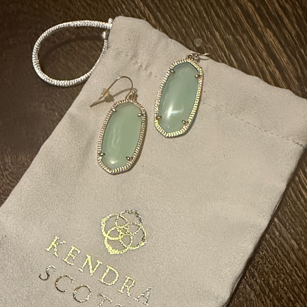 Kendra Scott Green and Gold Drop Earrings